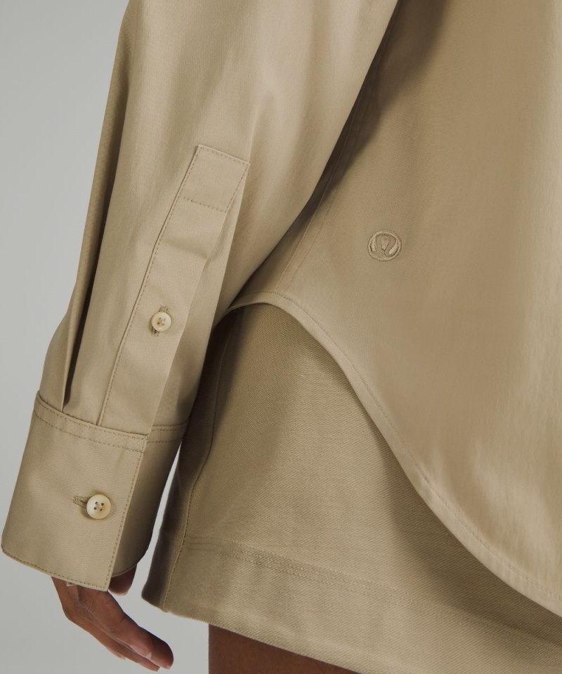 Lululemon Cotton-Blend Poplin Button-Down Shirt Compass Khaki Online Outlet Sale