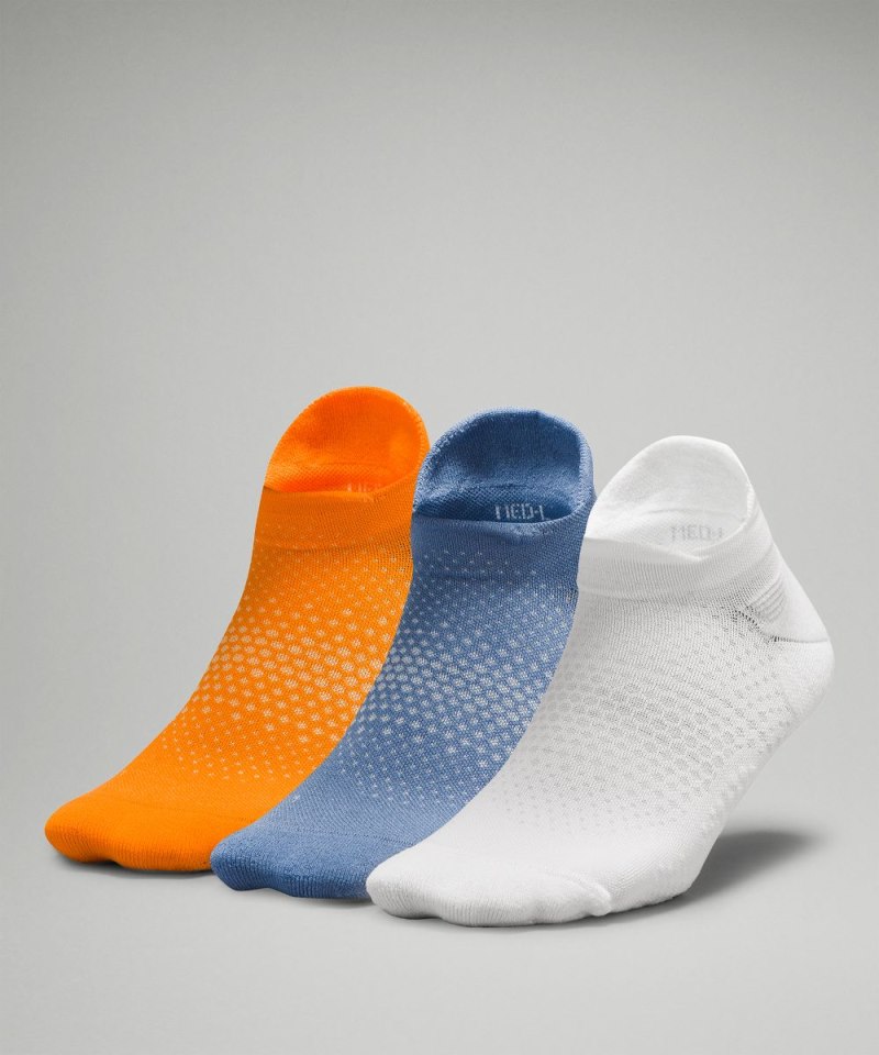 Lululemon Women's MacroPillow Tab Running Socks Medium Cushioning *3 Pack White / Oasis Blue / Lit Orange Online Outlet Sale