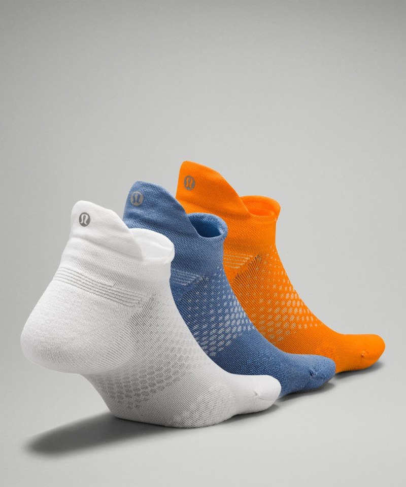 Lululemon Women's MacroPillow Tab Running Socks Medium Cushioning *3 Pack White / Oasis Blue / Lit Orange Online Outlet Sale