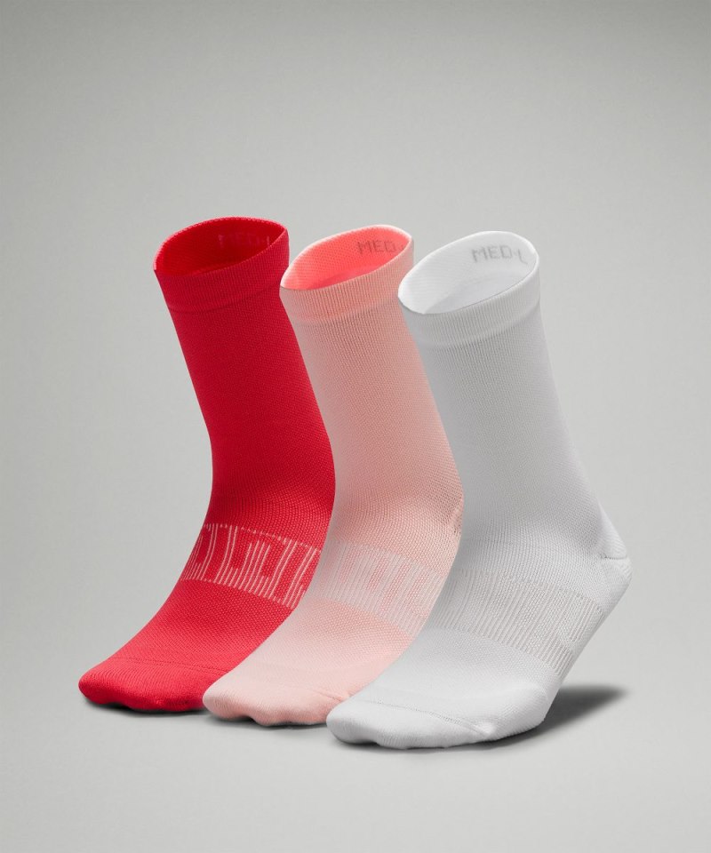 Lululemon Women's Power Stride Crew Socks *3 Pack White / Strawberry Milkshake / Coralize (not available) Online Outlet Sale