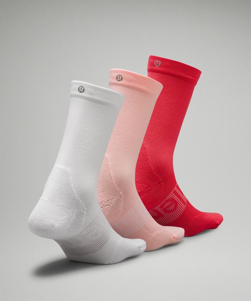 Lululemon Women's Power Stride Crew Socks *3 Pack White / Strawberry Milkshake / Coralize (not available) Online Outlet Sale