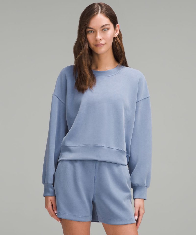 Lululemon Softstreme Perfectly Oversized Cropped Crew Oasis Blue Online Outlet Sale