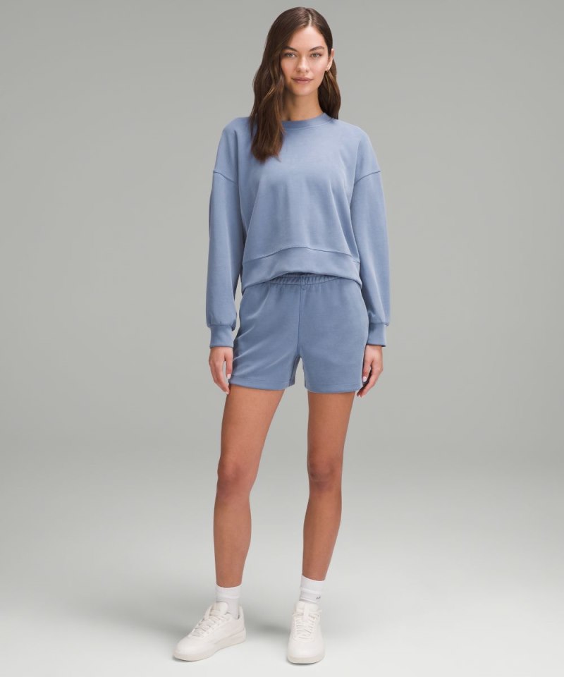 Lululemon Softstreme Perfectly Oversized Cropped Crew Oasis Blue Online Outlet Sale
