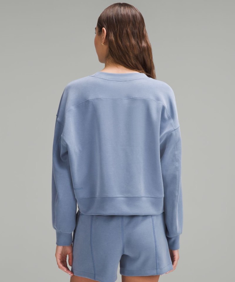Lululemon Softstreme Perfectly Oversized Cropped Crew Oasis Blue Online Outlet Sale