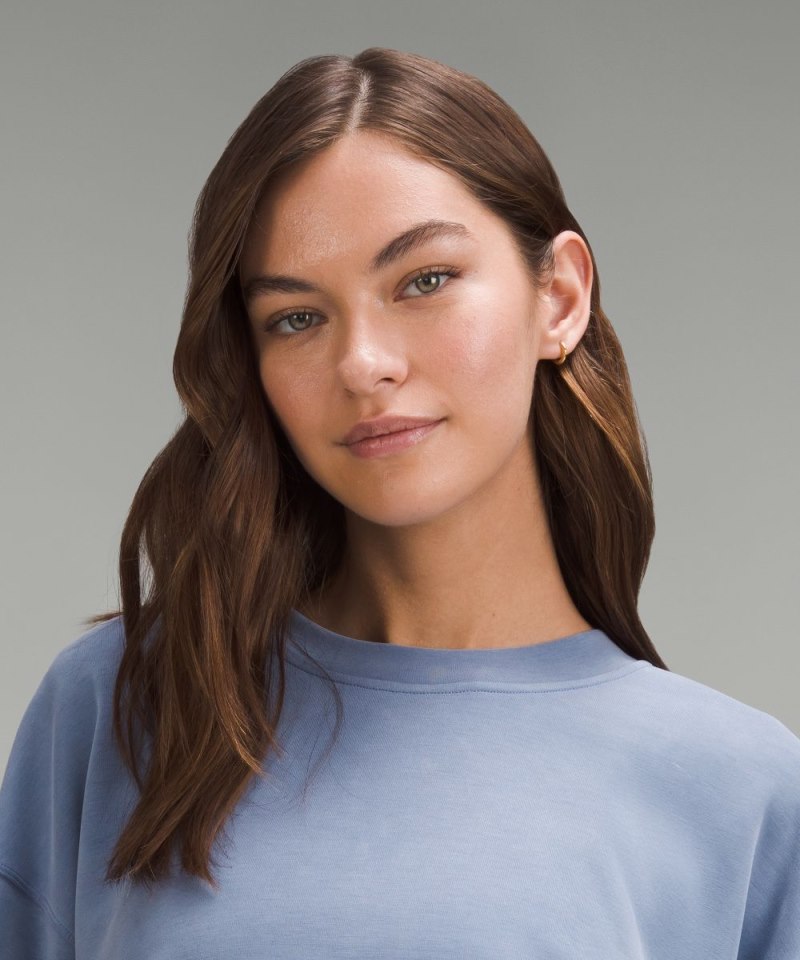 Lululemon Softstreme Perfectly Oversized Cropped Crew Oasis Blue Online Outlet Sale