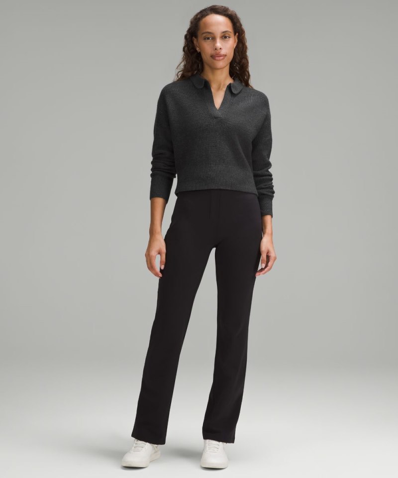 Lululemon Collared Merino Wool-Blend Sweater Heathered Black Online Outlet Sale
