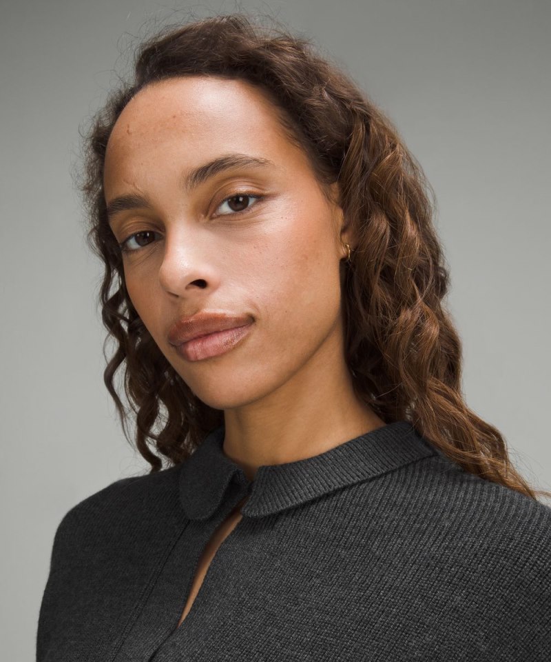 Lululemon Collared Merino Wool-Blend Sweater Heathered Black Online Outlet Sale