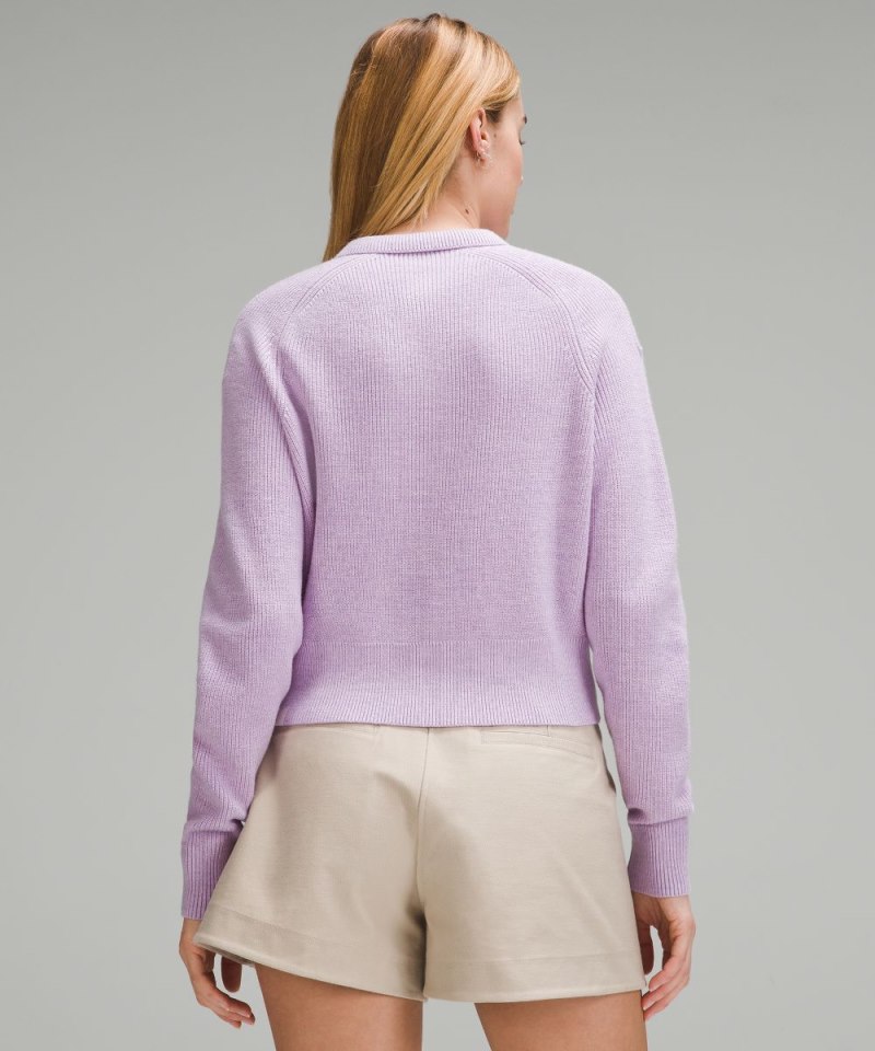 Lululemon Collared Merino Wool-Blend Sweater Heathered Lilac Ether Online Outlet Sale