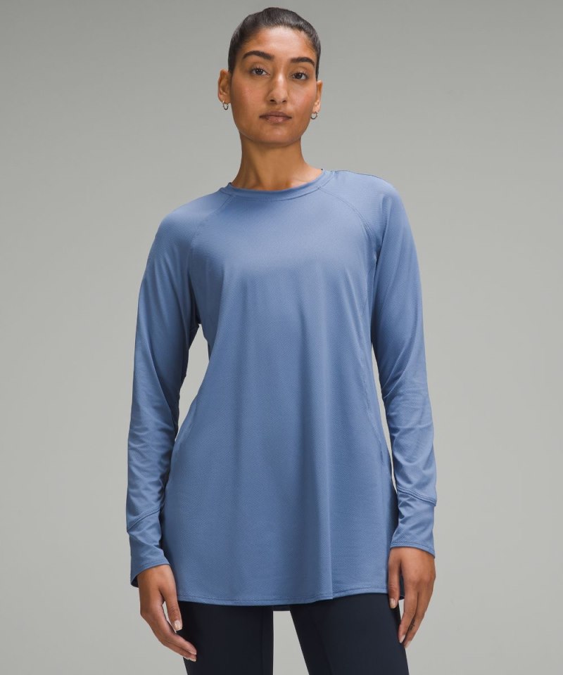 Lululemon Abrasion-Resistant High-Coverage Long-Sleeve Shirt Oasis Blue Online Outlet Sale