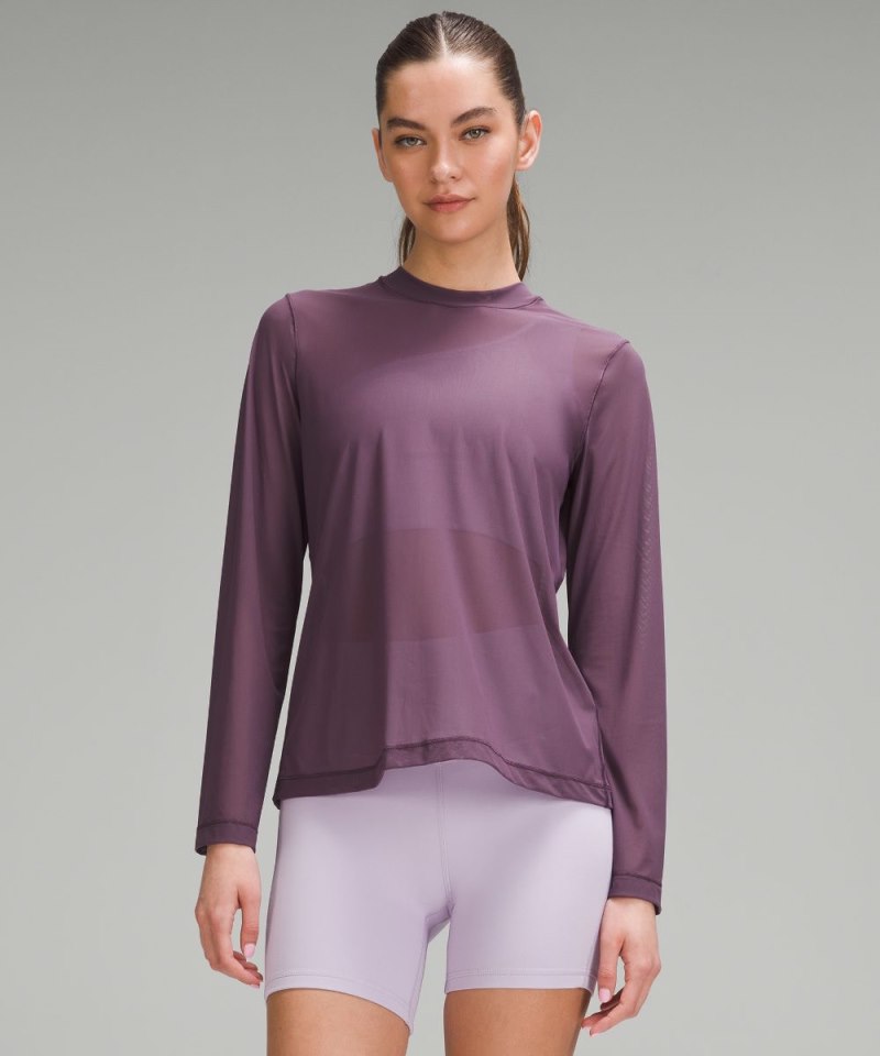 Lululemon Keyhole Mesh Long-Sleeve Shirt Grape Thistle Online Outlet Sale