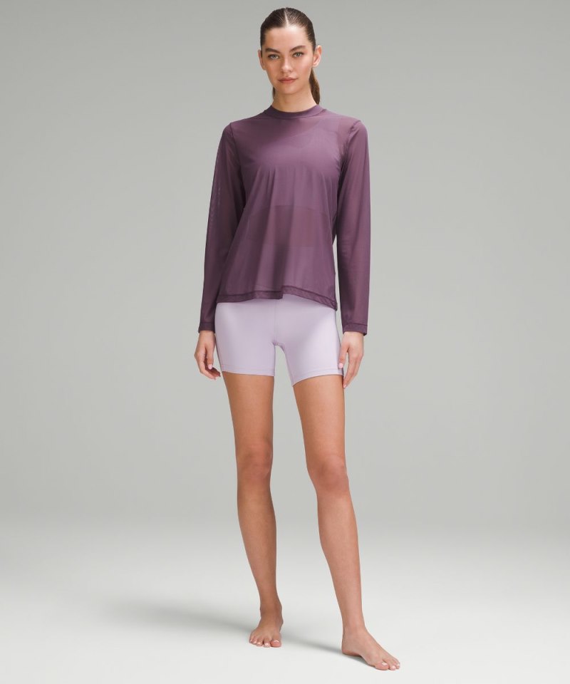 Lululemon Keyhole Mesh Long-Sleeve Shirt Grape Thistle Online Outlet Sale