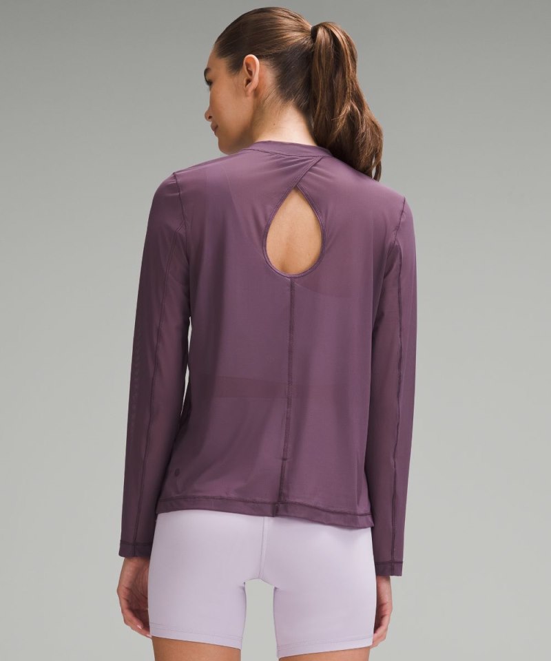 Lululemon Keyhole Mesh Long-Sleeve Shirt Grape Thistle Online Outlet Sale