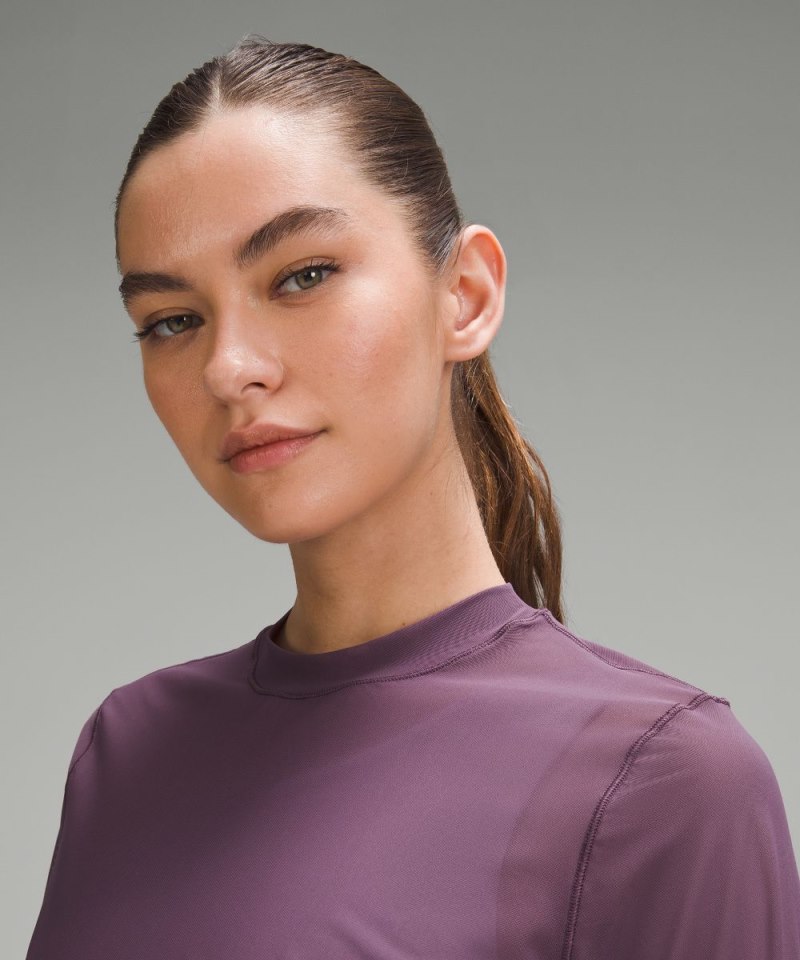 Lululemon Keyhole Mesh Long-Sleeve Shirt Grape Thistle Online Outlet Sale