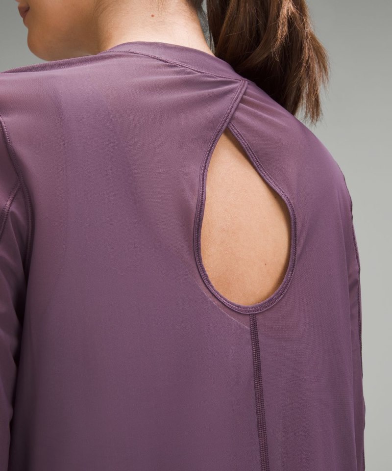 Lululemon Keyhole Mesh Long-Sleeve Shirt Grape Thistle Online Outlet Sale