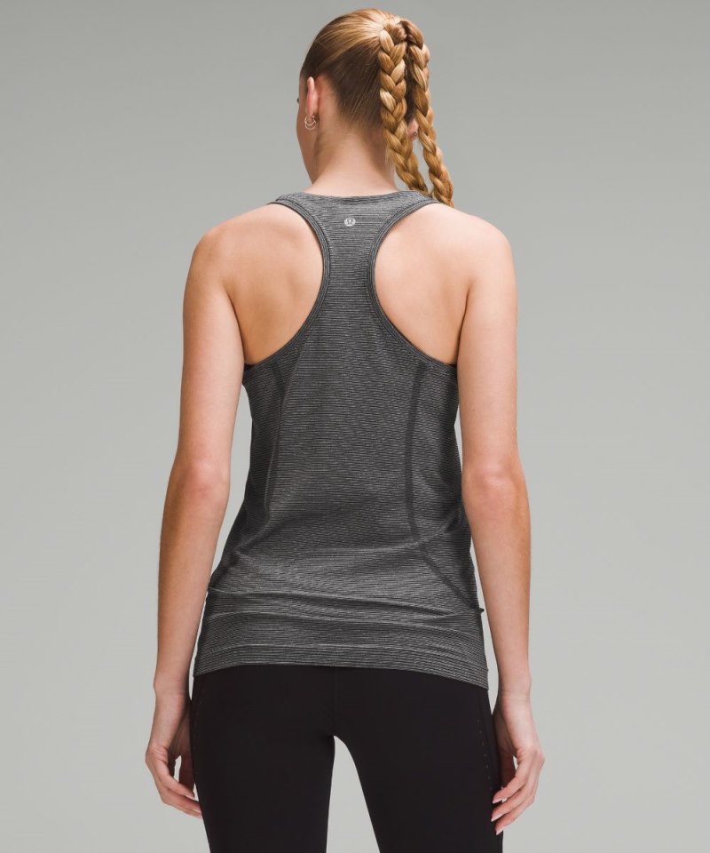 Lululemon Swiftly Tech Racerback Tank Top 2.0 *Hip Length Spandex Stripe Black / White Online Outlet Sale