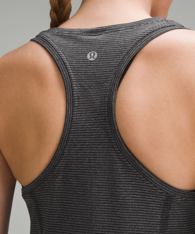 Lululemon Swiftly Tech Racerback Tank Top 2.0 *Hip Length Spandex Stripe Black / White Online Outlet Sale