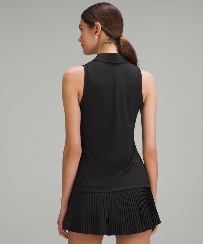 Lululemon Quick Dry Sleeveless Polo Shirt *Straight Hem Black Online Outlet Sale
