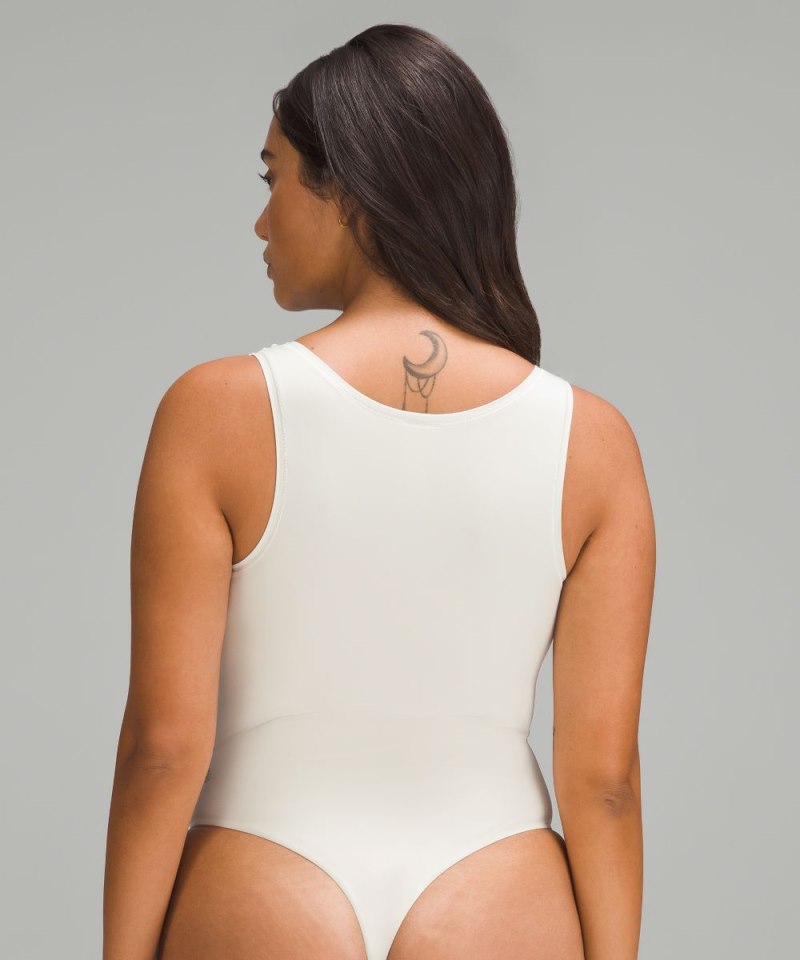 Lululemon Wundermost Ultra-Soft Nulu Square-Neck Sleeveless Bodysuit Bone Online Outlet Sale
