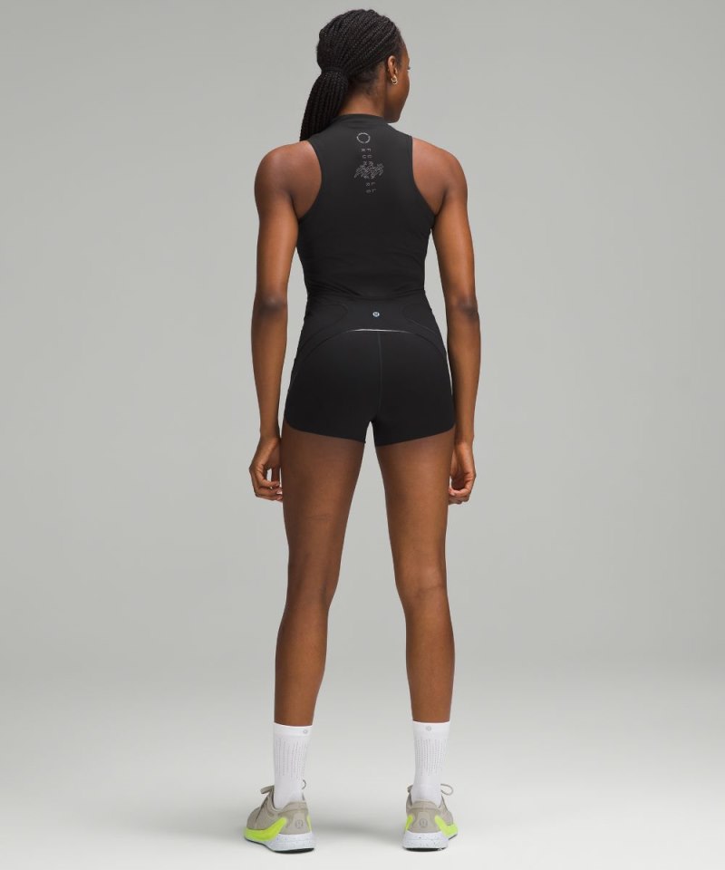 Lululemon Nulux Zip-Up Track Bodysuit 3" Black Online Outlet Sale