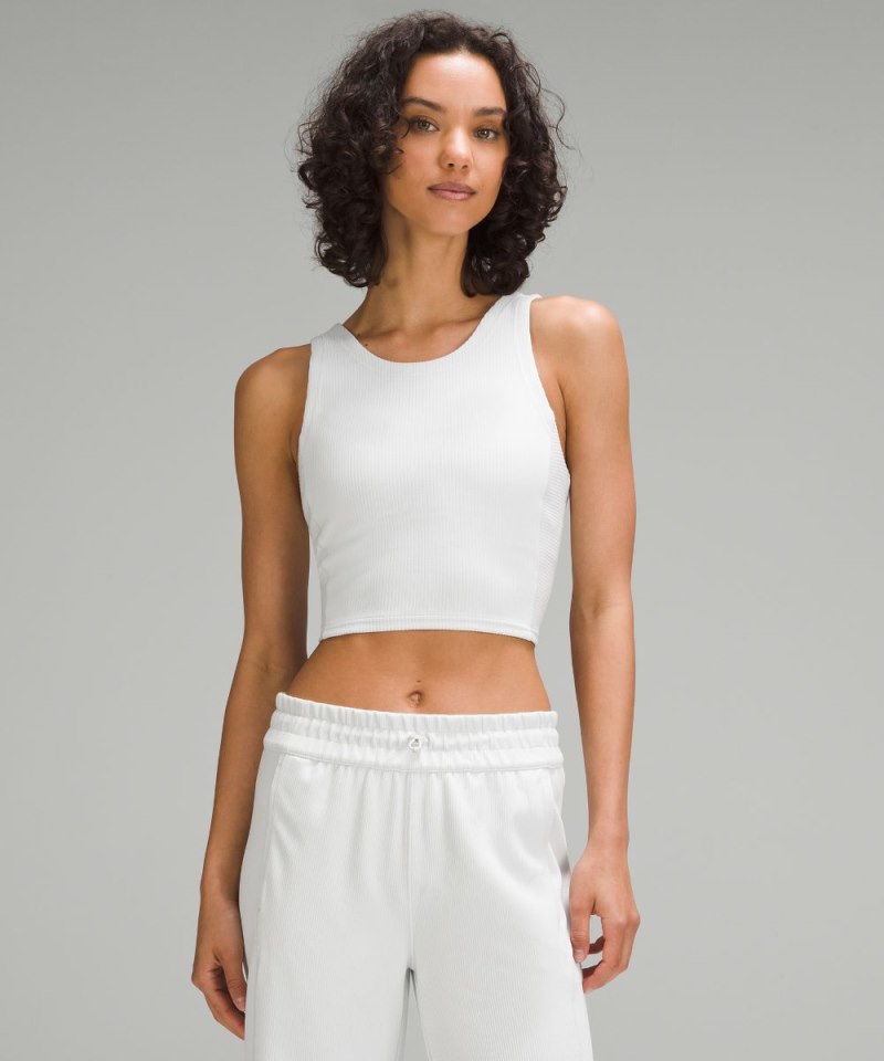Lululemon Ribbed Softstreme Cropped Tank Top Light Vapor Online Outlet Sale