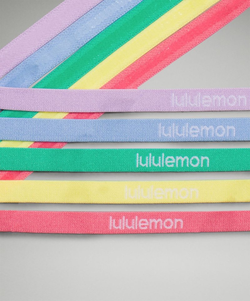 Lululemon Women's Skinny Adjustable Headbands *5 Pack Sakura Pink / Beaming Yellow / Paradise Green / Sinatra Blue / Purple Cosmos Online Outlet Sale