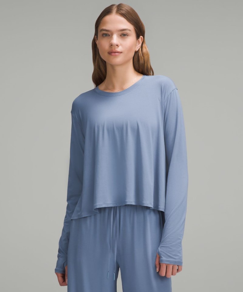 Lululemon Modal Relaxed-Fit Lounge Long-Sleeve Shirt Oasis Blue Online Outlet Sale