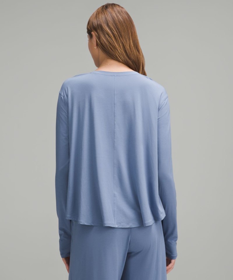 Lululemon Modal Relaxed-Fit Lounge Long-Sleeve Shirt Oasis Blue Online Outlet Sale