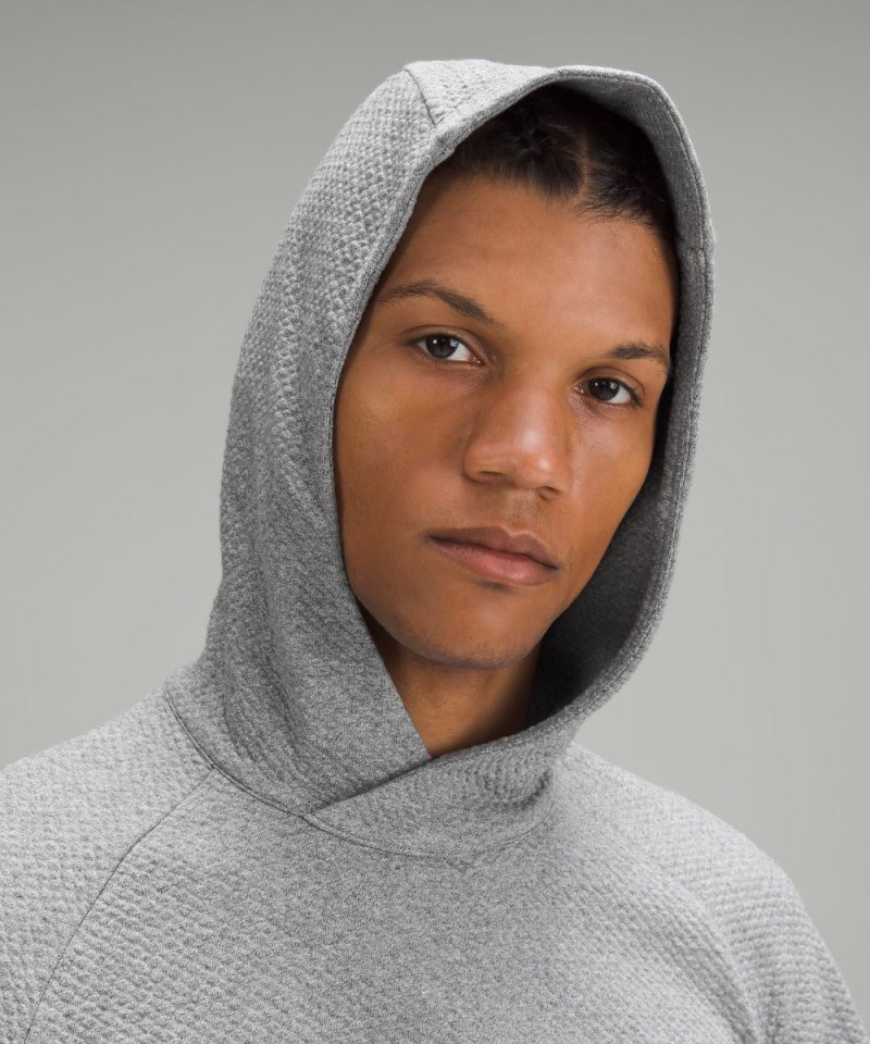Lululemon Textured Double-Knit Cotton Hoodie Heathered Medium Grey / Black Online Outlet Sale