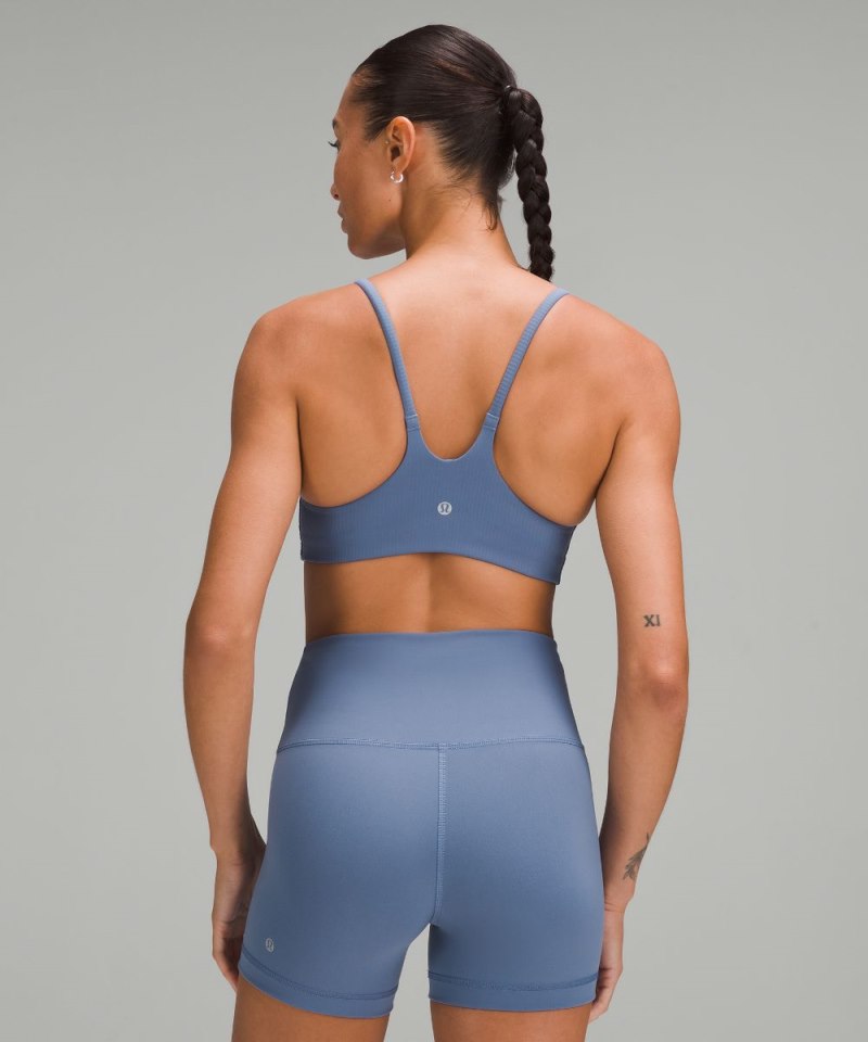 Lululemon Wunder Train Strappy Racer Bra Ribbed *Light Support, A / B Cup Oasis Blue Online Outlet Sale