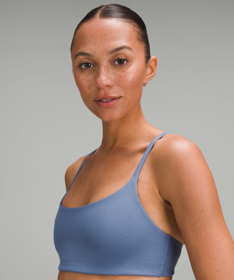 Lululemon Wunder Train Strappy Racer Bra Ribbed *Light Support, A / B Cup Oasis Blue Online Outlet Sale