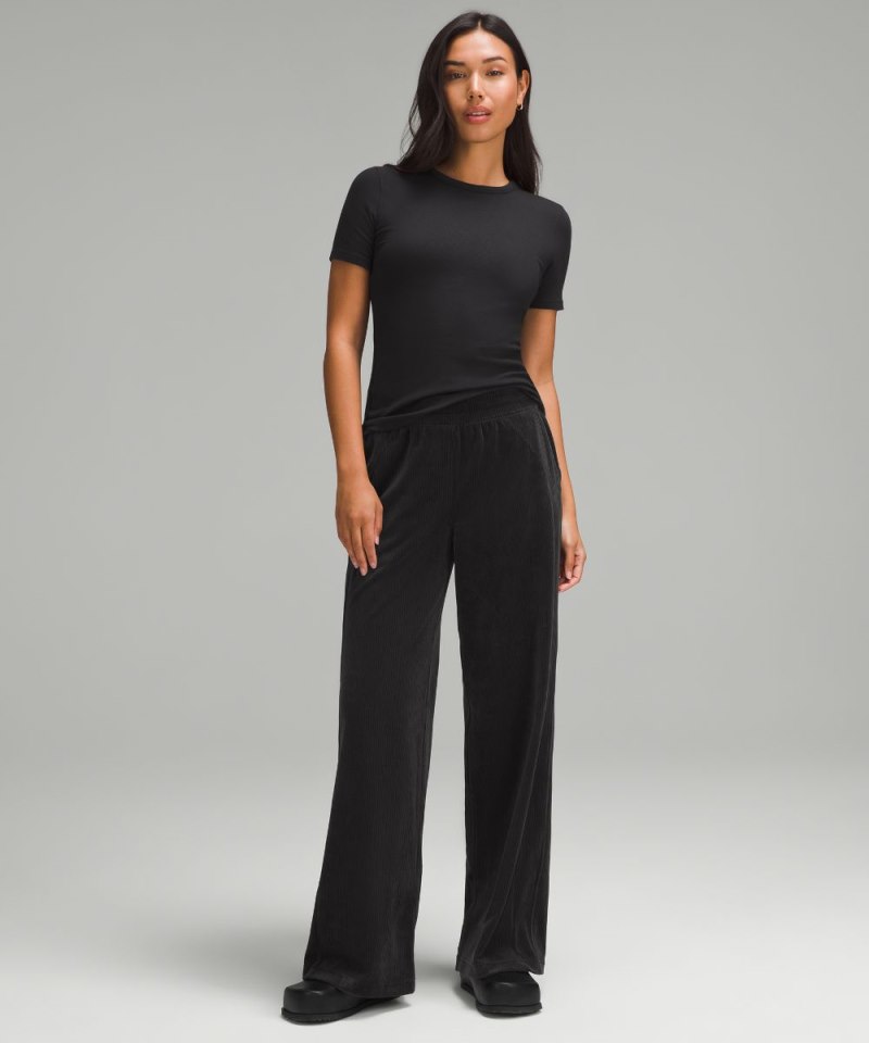 Lululemon Scuba Mid-Rise Wide-Leg Pant *Velvet Cord Black Online Outlet Sale