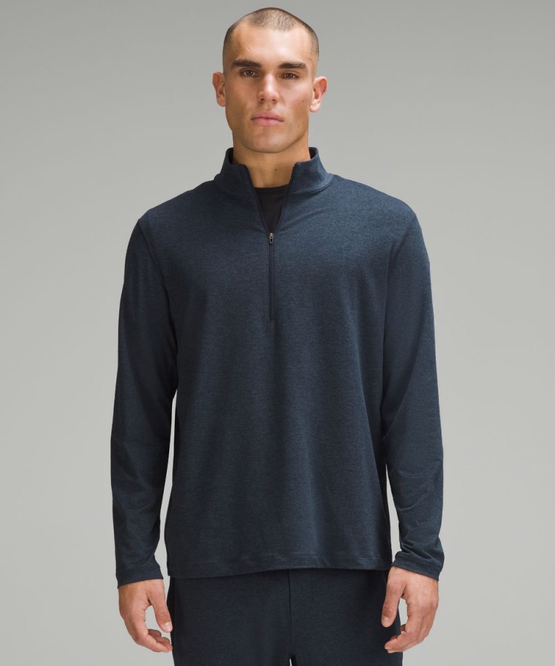Lululemon Soft Jersey Half Zip Heathered Classic Navy / Heathered True Navy Online Outlet Sale