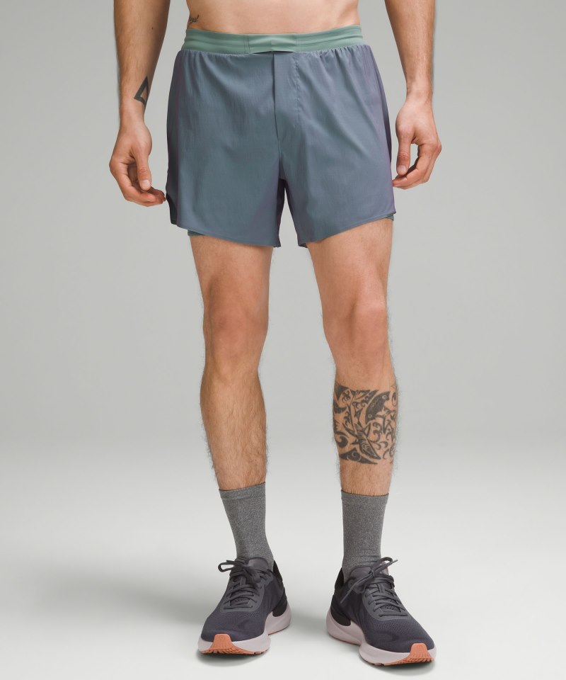 Lululemon Fast and Free Lined Short 5" *Iridescent Tidewater Teal / Power Purple Online Outlet Sale