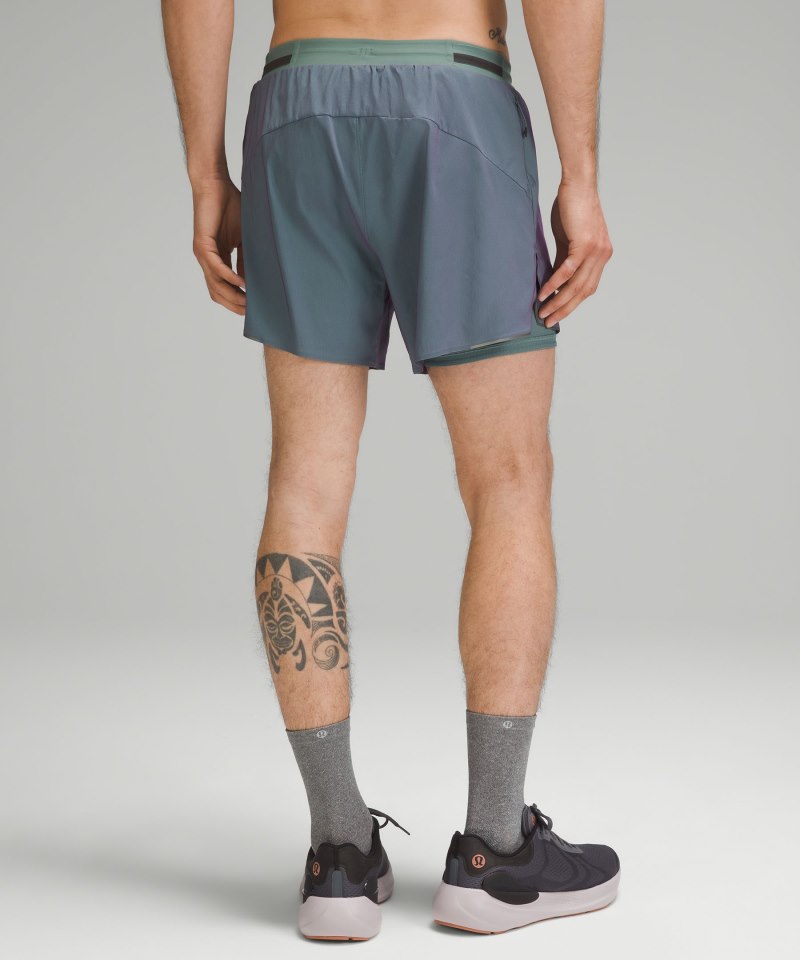 Lululemon Fast and Free Lined Short 5" *Iridescent Tidewater Teal / Power Purple Online Outlet Sale