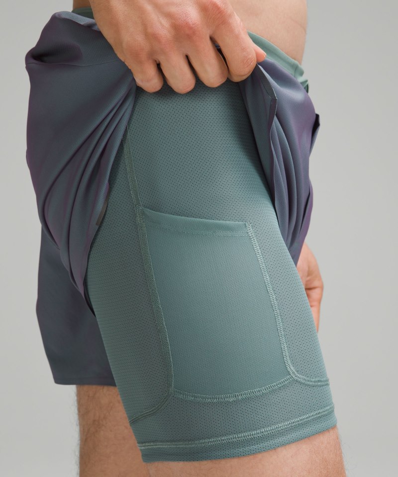Lululemon Fast and Free Lined Short 5" *Iridescent Tidewater Teal / Power Purple Online Outlet Sale
