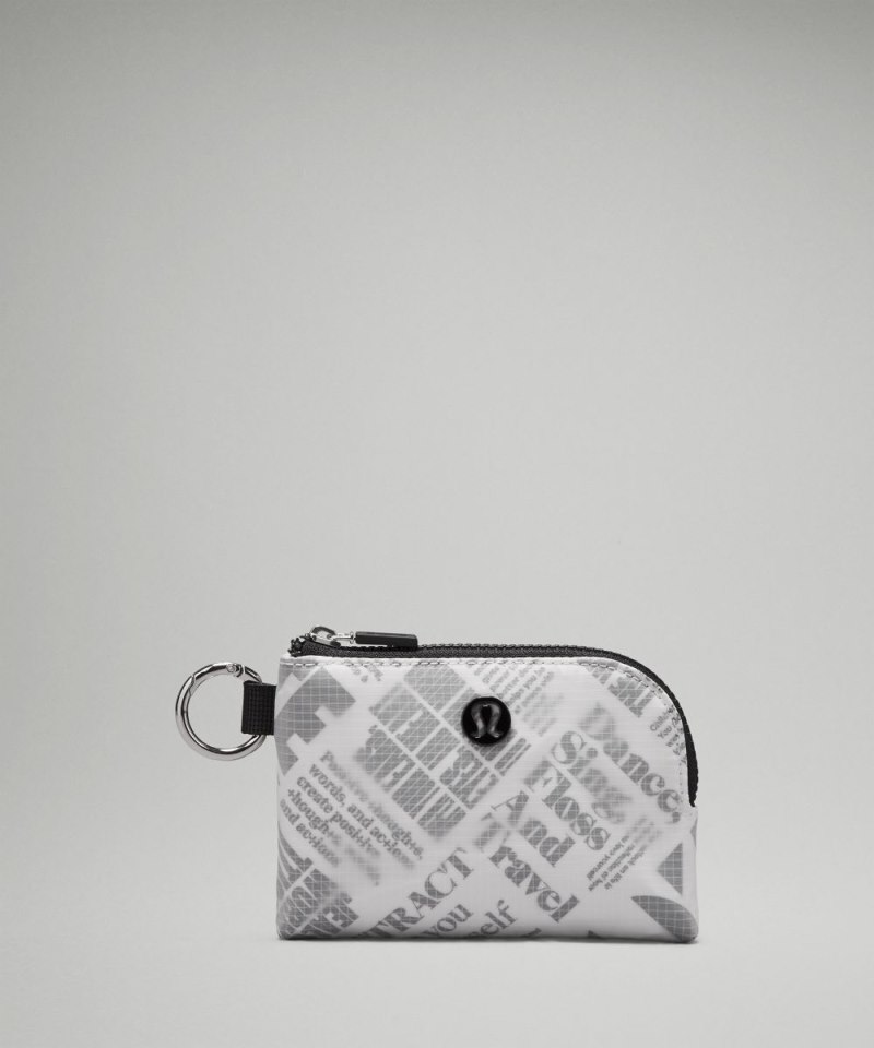 Lululemon Clippable Card Pouch *Manifesto Print White / Black Online Outlet Sale