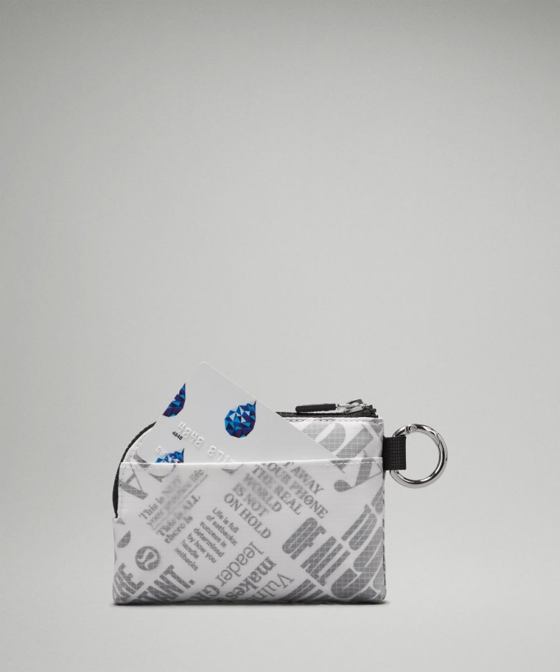 Lululemon Clippable Card Pouch *Manifesto Print White / Black Online Outlet Sale