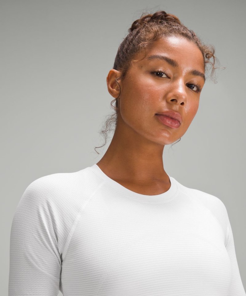 Lululemon Swiftly Tech Cropped Long-Sleeve Shirt 2.0 White / White Online Outlet Sale
