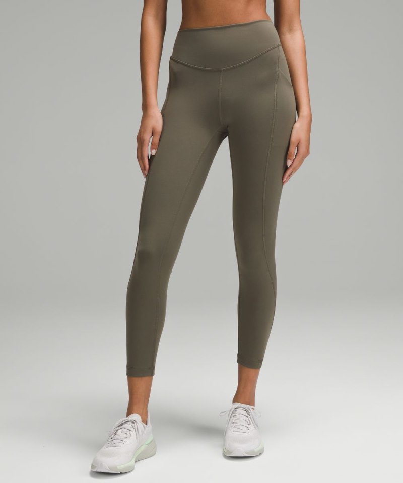 Lululemon Wunder Under SmoothCover Tight with Pockets 25" Army Green Online Outlet Sale