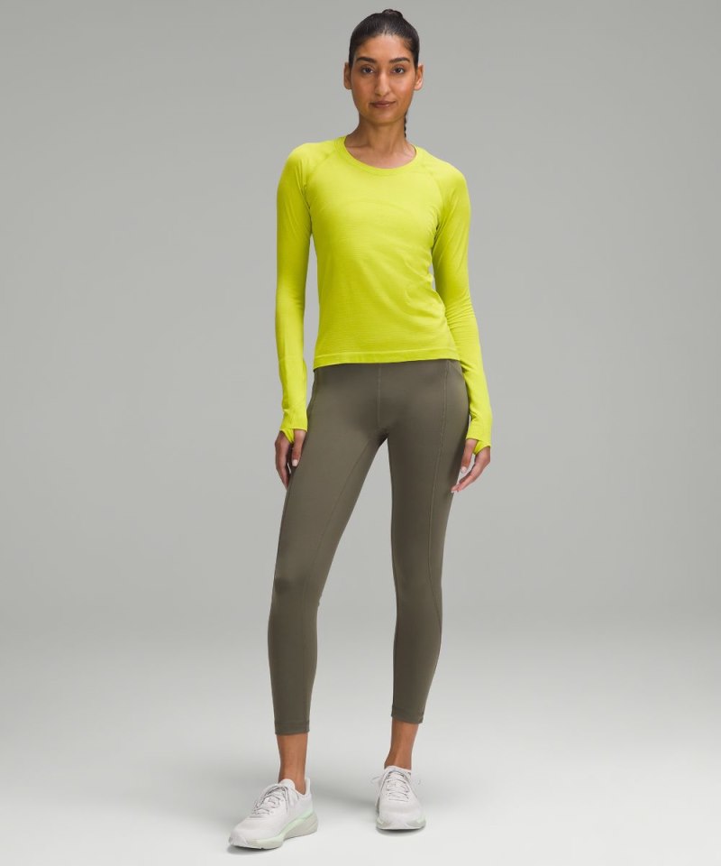 Lululemon Wunder Under SmoothCover Tight with Pockets 25" Army Green Online Outlet Sale