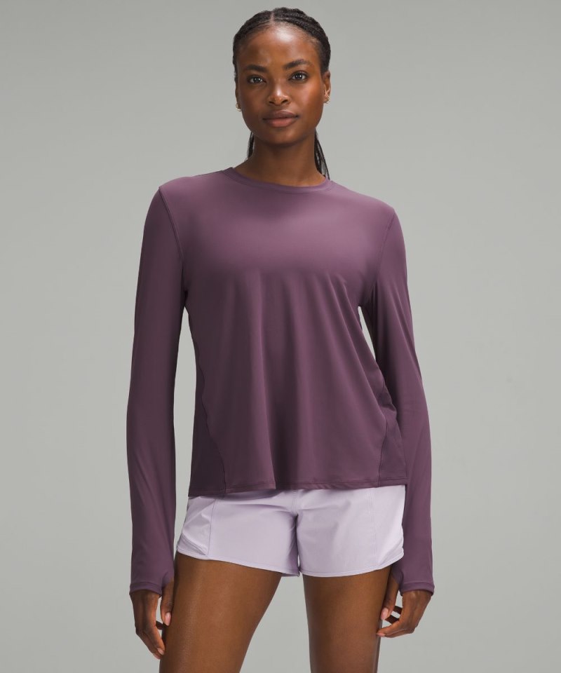 Lululemon Mesh Panelled Running Long-Sleeve Shirt Grape Thistle Online Outlet Sale