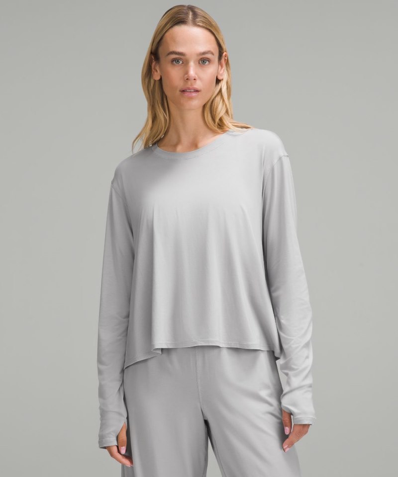 Lululemon Modal Relaxed-Fit Lounge Long-Sleeve Shirt Silver Drop Online Outlet Sale