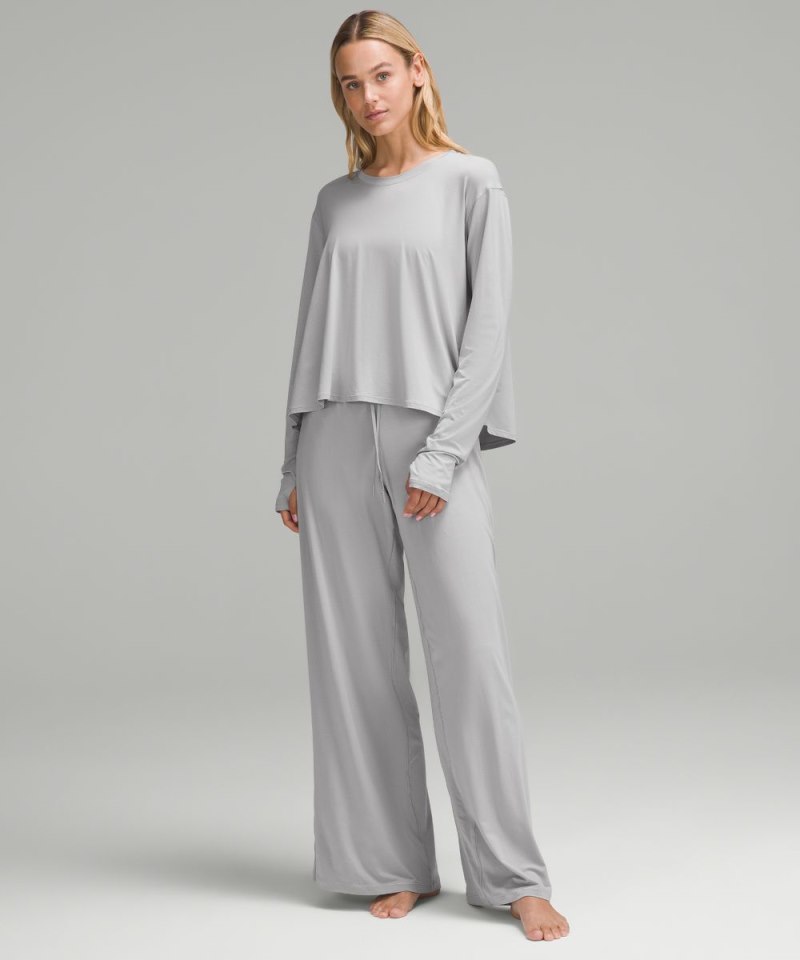 Lululemon Modal Relaxed-Fit Lounge Long-Sleeve Shirt Silver Drop Online Outlet Sale