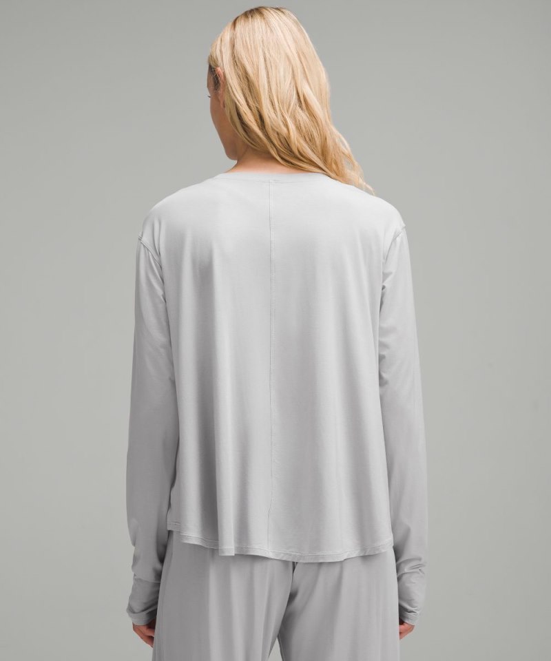 Lululemon Modal Relaxed-Fit Lounge Long-Sleeve Shirt Silver Drop Online Outlet Sale