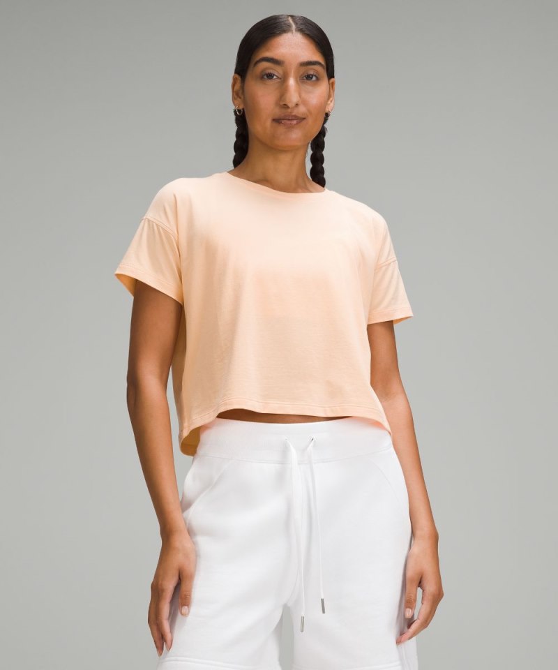 Lululemon Cates Cropped T-Shirt Peach Bellini Online Outlet Sale