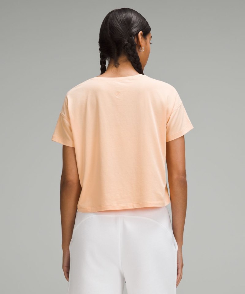 Lululemon Cates Cropped T-Shirt Peach Bellini Online Outlet Sale