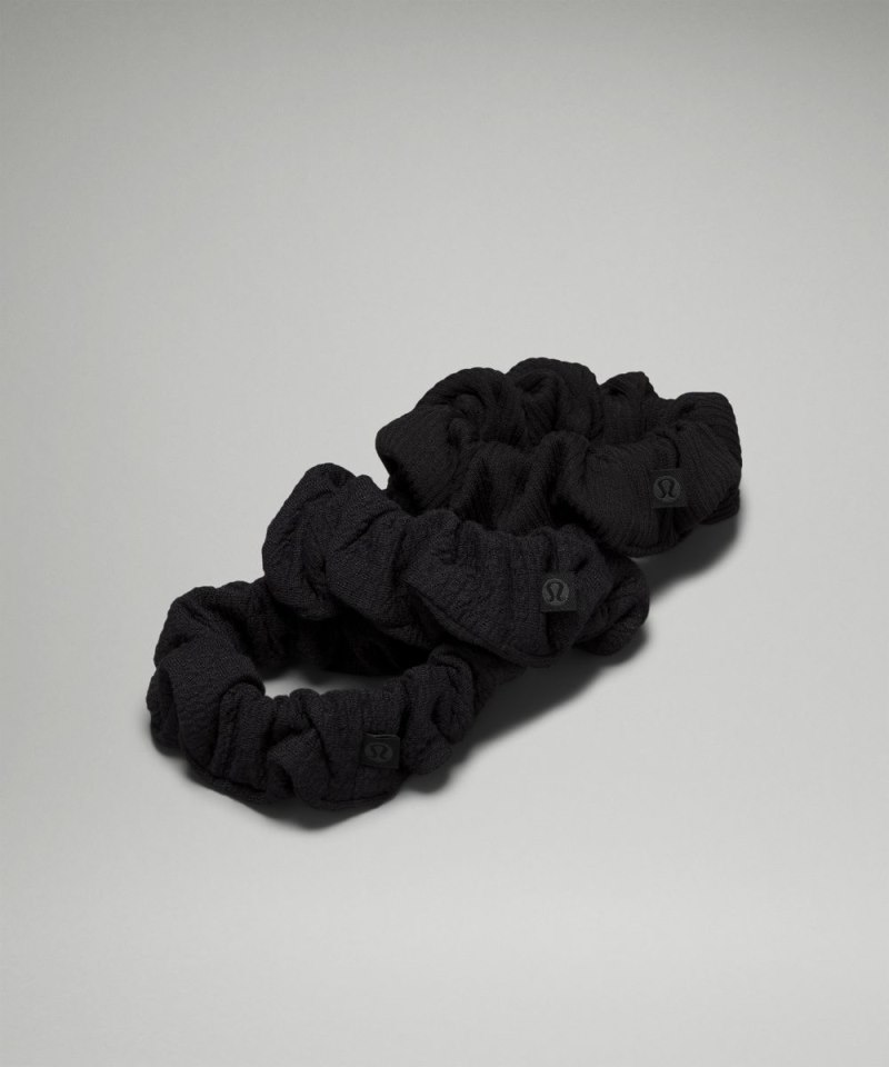 Lululemon Uplifting Scrunchies Textured *3 Pack Black / Black / Black Online Outlet Sale