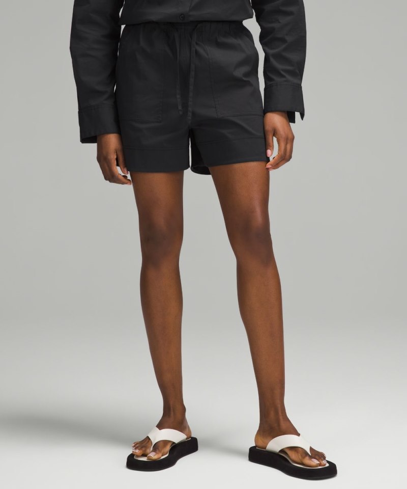 Lululemon Cotton-Blend Poplin High-Rise Short 4" Black Online Outlet Sale