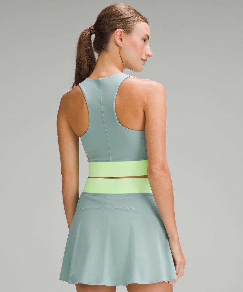 Lululemon V-Waist Cropped Tennis Tank Top Rip Tide / Faded Zap / White Online Outlet Sale