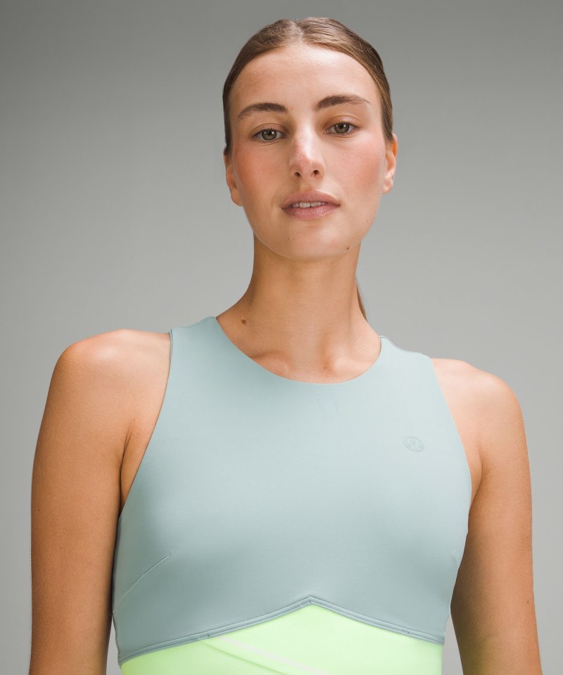 Lululemon V-Waist Cropped Tennis Tank Top Rip Tide / Faded Zap / White Online Outlet Sale